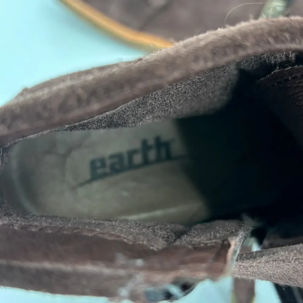 Earth‎ Ankle Boot Size 7.5 Kalmar Hidden Wedge Chocolate Brown Leather Side Zip